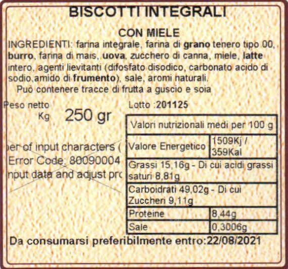 cascina mirani biscotti integrali con miele