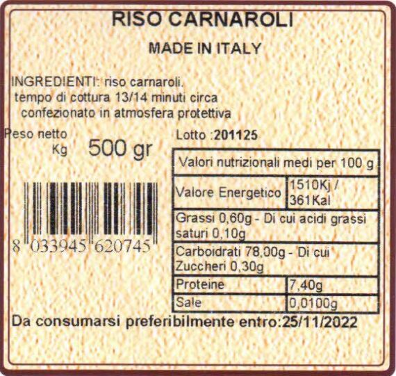 cascina mirani riso superfino carnaroli 500gr